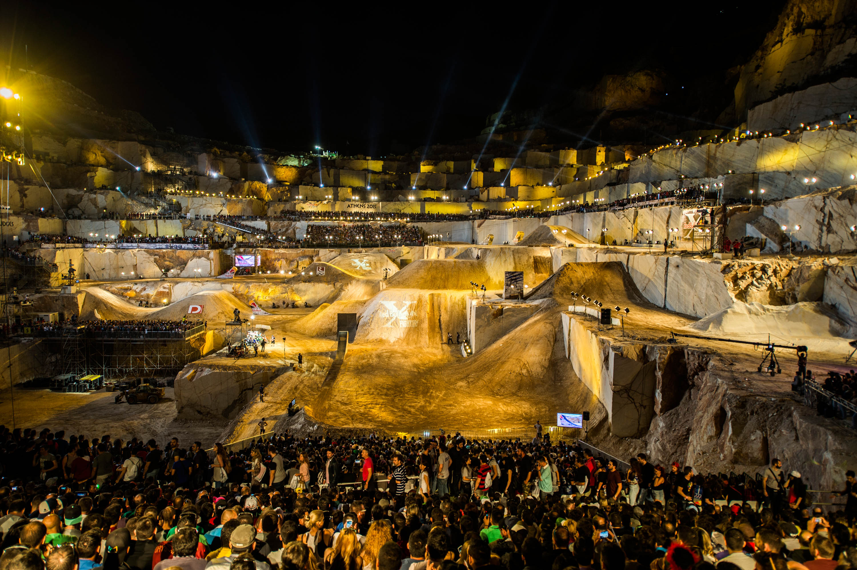 Venue seen during the second stop of the Red Bull X-Fighters World Tour at the Dionyssos Marble Quarry in Athens, Greece on June 12, 2015.